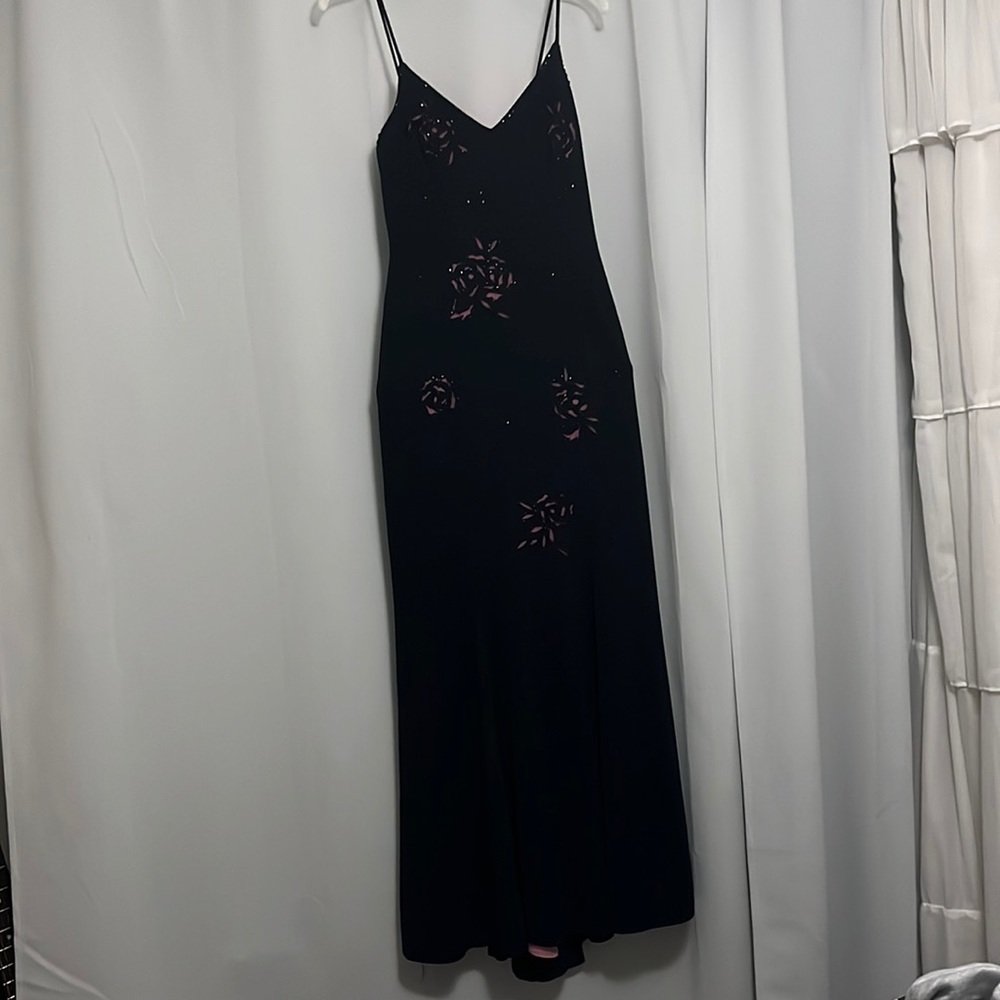 black and pink prom dress